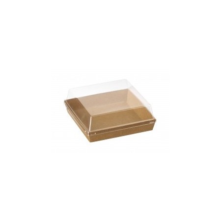 Plato cuadrado kraft con tapa 500 uds