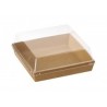 Plato cuadrado kraft con tapa 500 uds