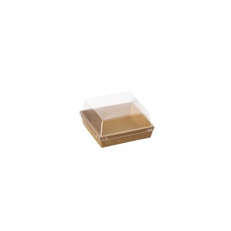 Plato cuadrado kraft con tapa 500 uds