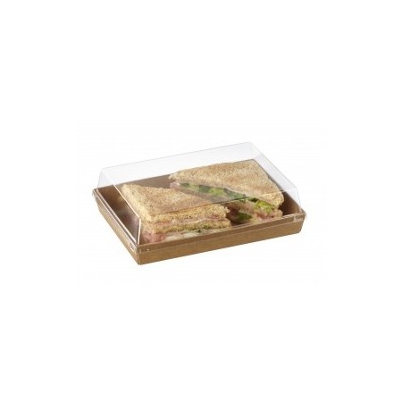 Plato RECTANGULAR kraft con tapa 500 uds