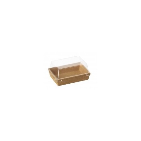 Plato RECTANGULAR kraft con tapa 500 uds