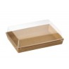 Plato RECTANGULAR kraft con tapa 500 uds