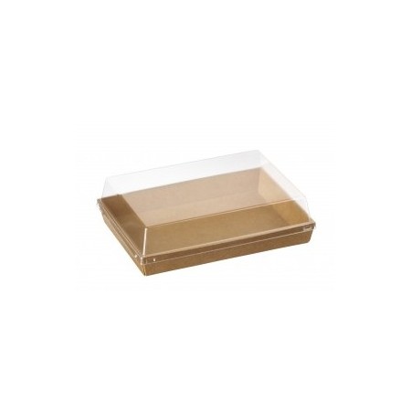 Plato RECTANGULAR kraft con tapa 500 uds