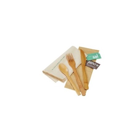 kit de cubiertos de madera 6 artículos 20 cm