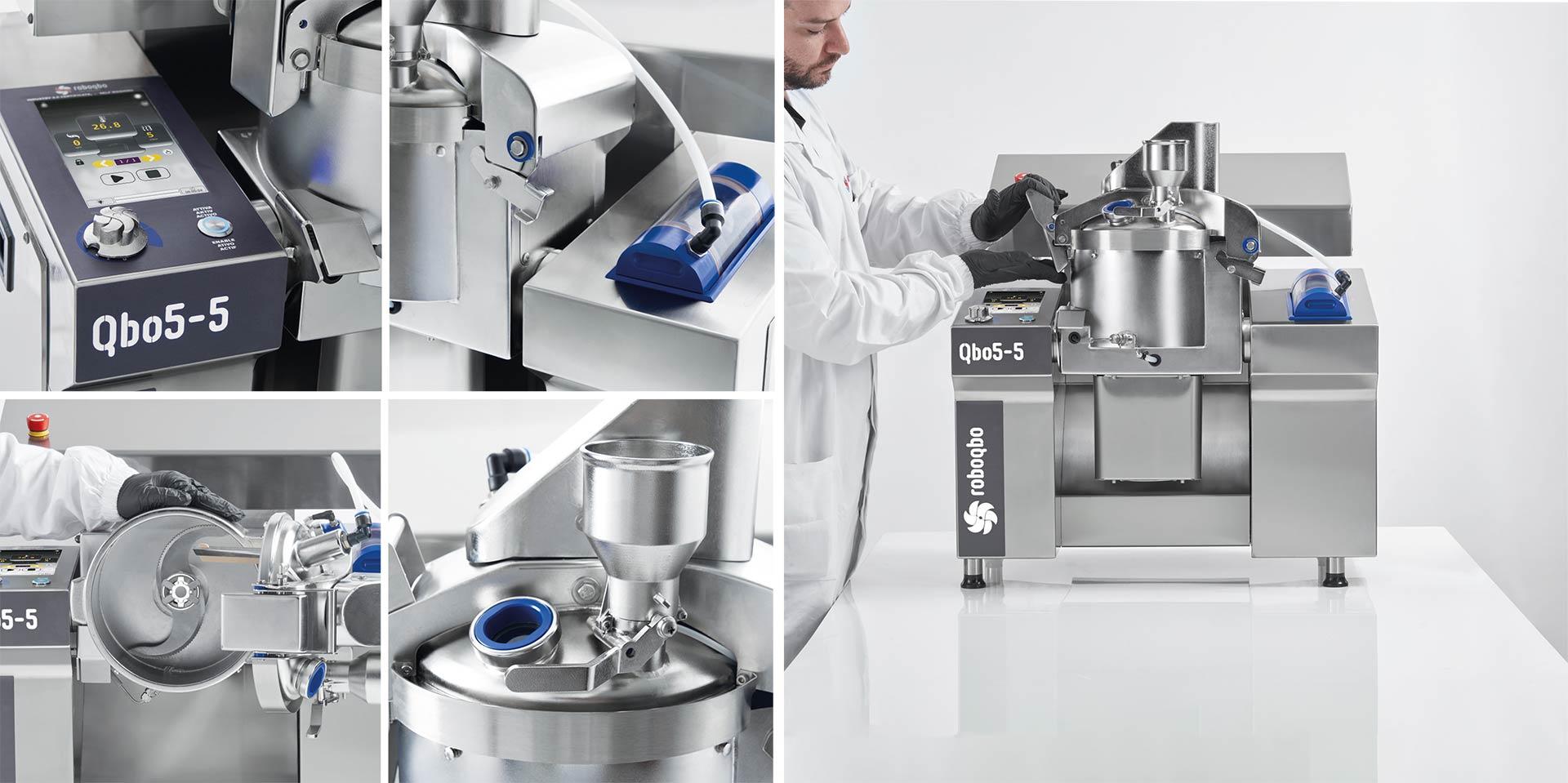 Imagen del Qbo5 de Roboqbo, equipo multifunción compacto para cocción, enfriado, emulsión y vacío, ideal para emprendedores gastronómicos y cocinas profesionales con espacio reducido.